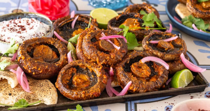 Harissa-Butter-Roasted-Portobello-Mushrooms-With-Spicy-Lemon-Yoghurt